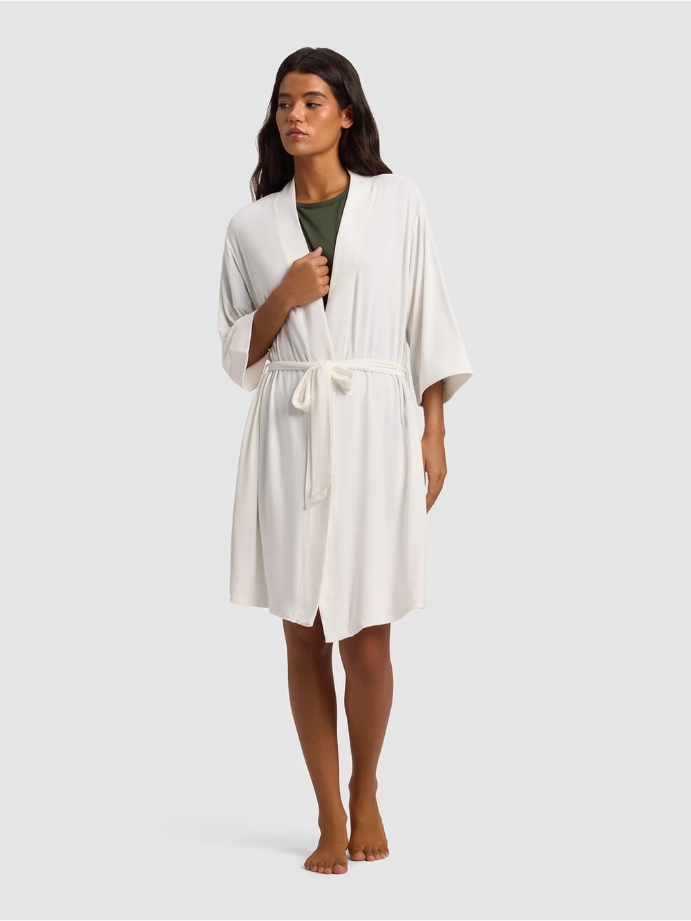 Cozy Earth Women's Bamboo Stretch-Knit Kimono Robe Size Large